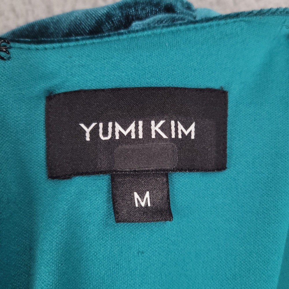 YUMI KIM Dress Size MEDIUM Tamra Midi Jewel Emerald Velvet Puff Sleeve - Picture 8 of 16
